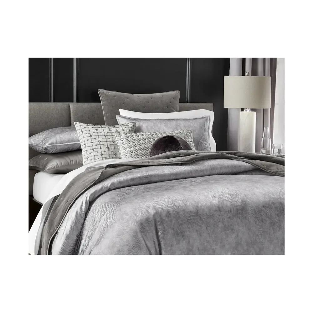Hotel Collection Linear Ogee Full/Queen Comforter Set Gray 3pc Luxury Bedding